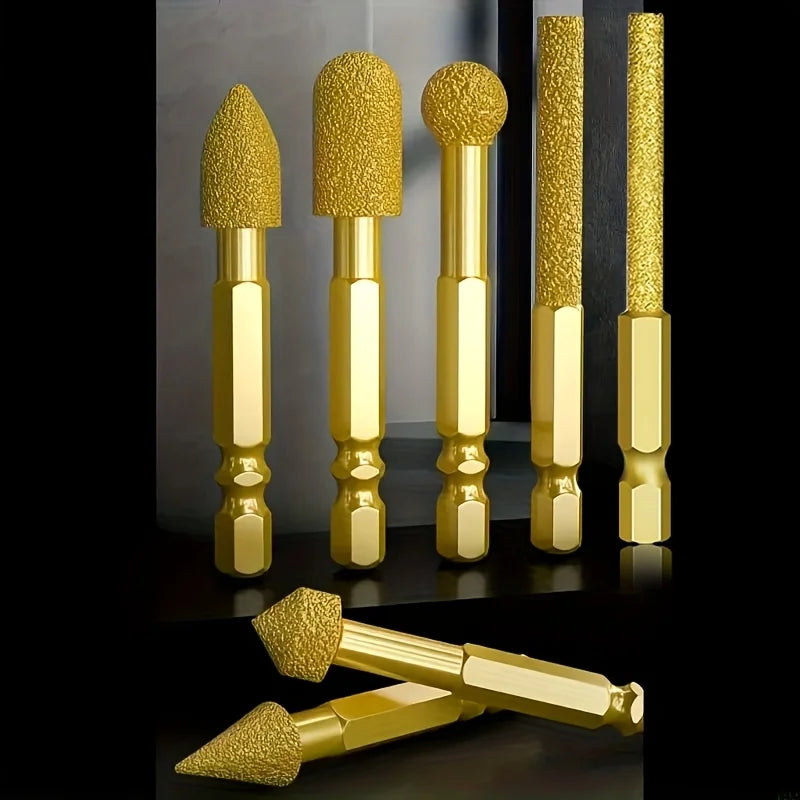 7pc Hex Shank Diamond Grinding Burr Set – Rotary File Bits Rotary Grinding Burr Set Qme