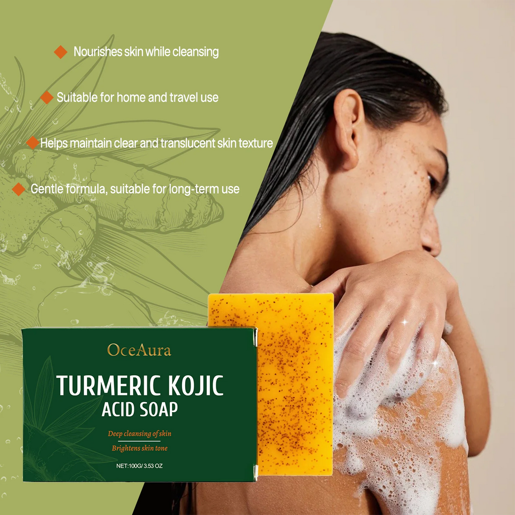 OceAura Turmeric & Kojic Acid Brightening Soap 100g Brightening Cleansing Bar Qst