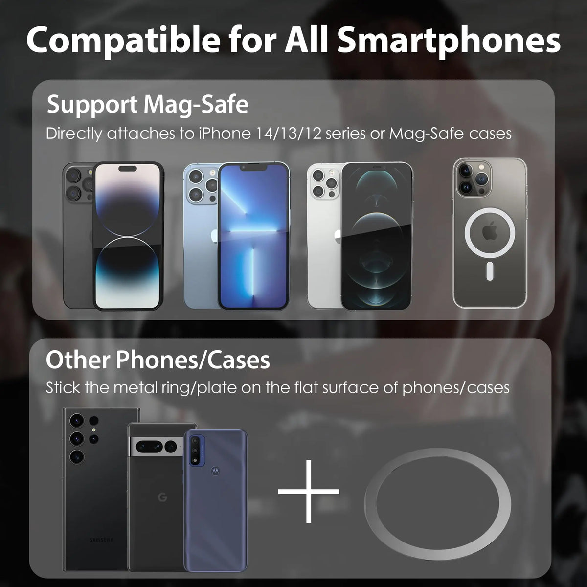 Gym Mate Magnetic Phone Mount | MagSafe Double-Sided Holder Magnetic Phone Mount Qme