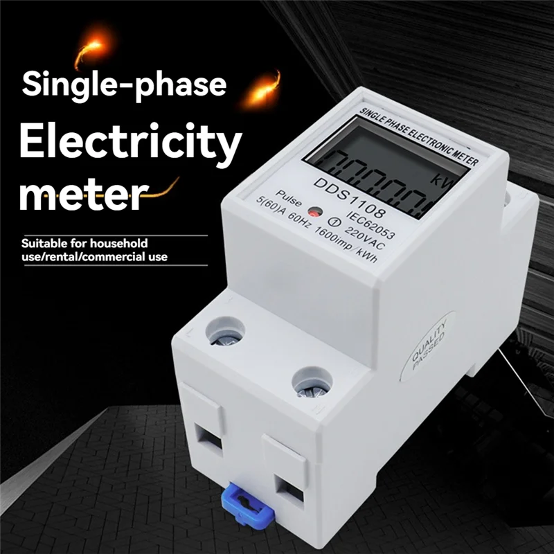 Digital Single Phase Energy Meter AC220V 60Hz LCD KWh Display Energy Meter Qme