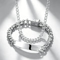 925 Sterling Silver Figaro Chain Bracelet & Necklace for Men Sterling Silver Chain Qme Necklace Bracelets 60cm and 20cm