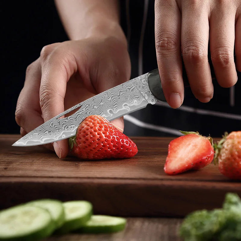 Damascus VG10 Folding Kitchen Knife – Wood Handle | InLeung Folding Kitchen Knife Qst
