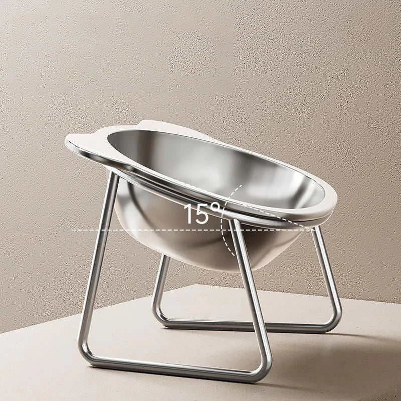 15° Elevated Tilted Cat Bowl – 304 Stainless Steel Pet Dish Elevated Pet Bowl Qst