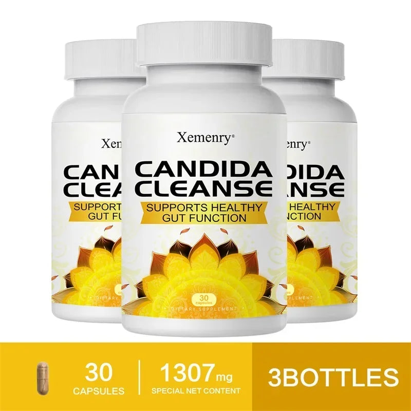 Xemenry Candida Cleanse – Gut Health & Detox Capsules Digestive Health Supplement Qst 30 Capsule-3 bottles