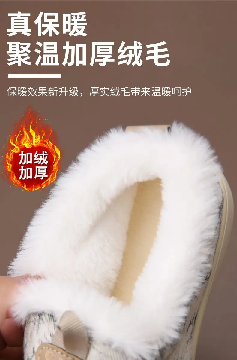 Women's Winter Warm Slip-On Fur-Lined Ankle Snow Boots Women's Ankle Boots Qst