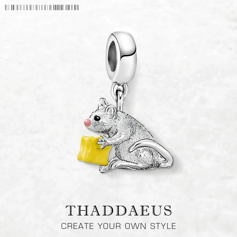 Mouse & Cheese 925 Sterling Silver European Bracelet Charm Sterling Silver Charm Qme Ring