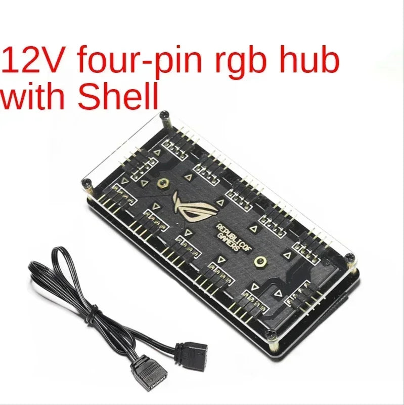 5V 3-Pin ARGB 10-Port Hub Splitter SATA Power Adapter ARGB Hub Splitter Qme 4-pin rgb version