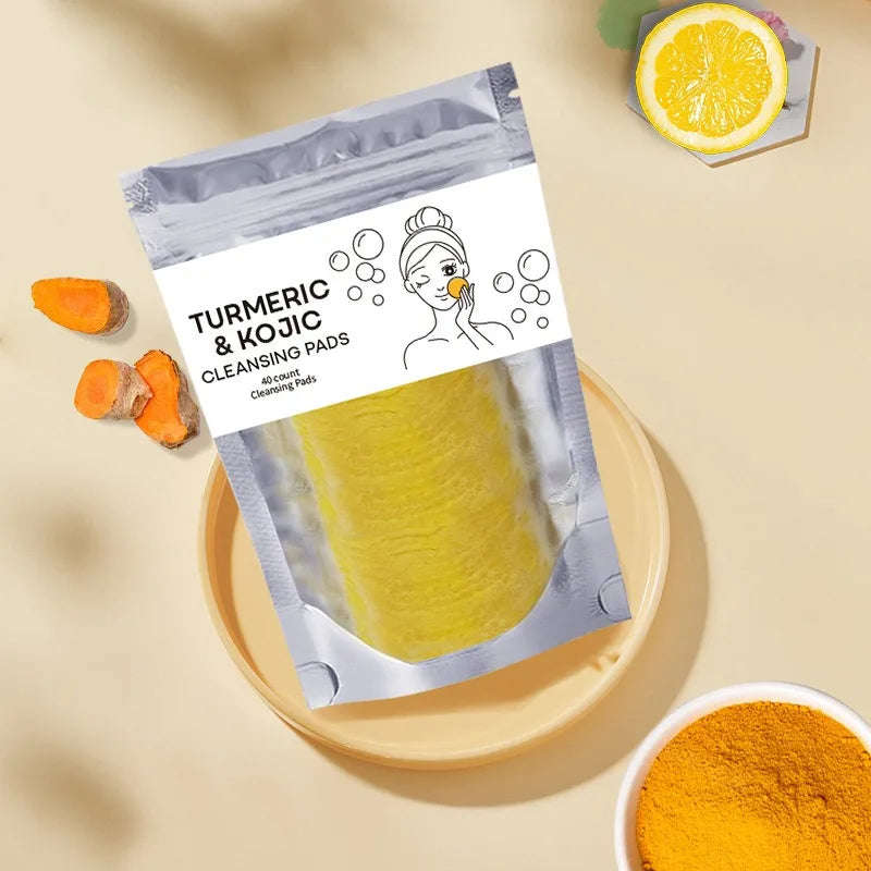 Turmeric & Kojic Acid Cleansing Pads – Exfoliate & Balance Skin Facial Cleansing Pads Qst