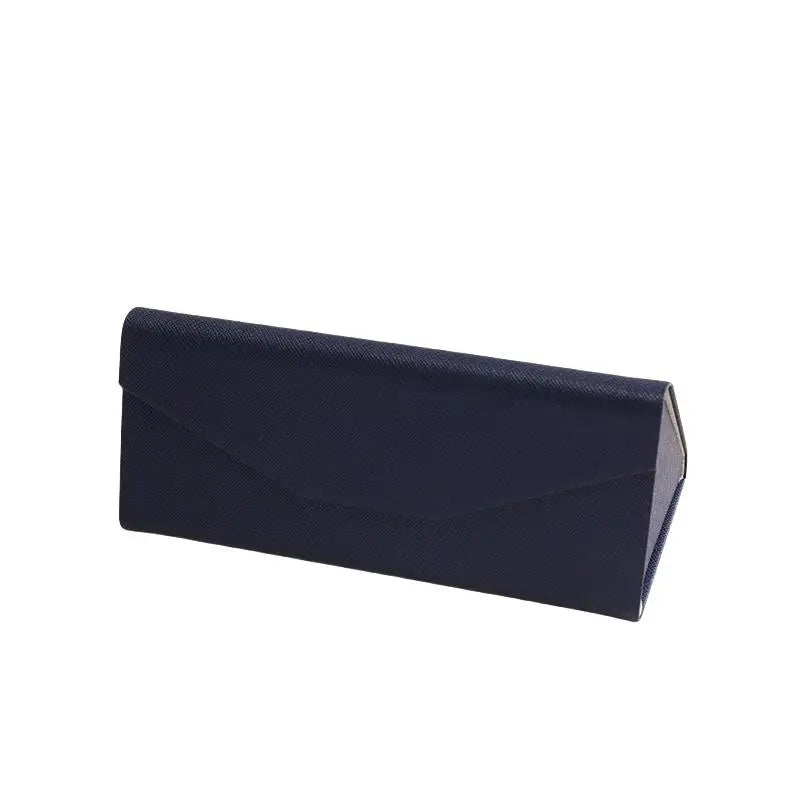 Triangle Glasses Case – Waterproof Folding PU Leather Eyeglass Box Eyeglass Case Qst Deep blue