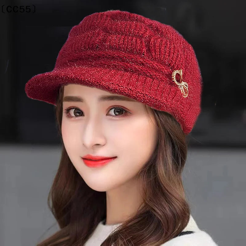 Women's Fleece-Lined Winter Knit Hat – Warm Plush Cap Winter Knit Hat Qst