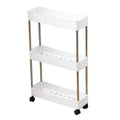 3-Tier Rolling Storage Organizer Trolley | Slim Plastic Cart Rolling Storage Trolley Qme WHITE