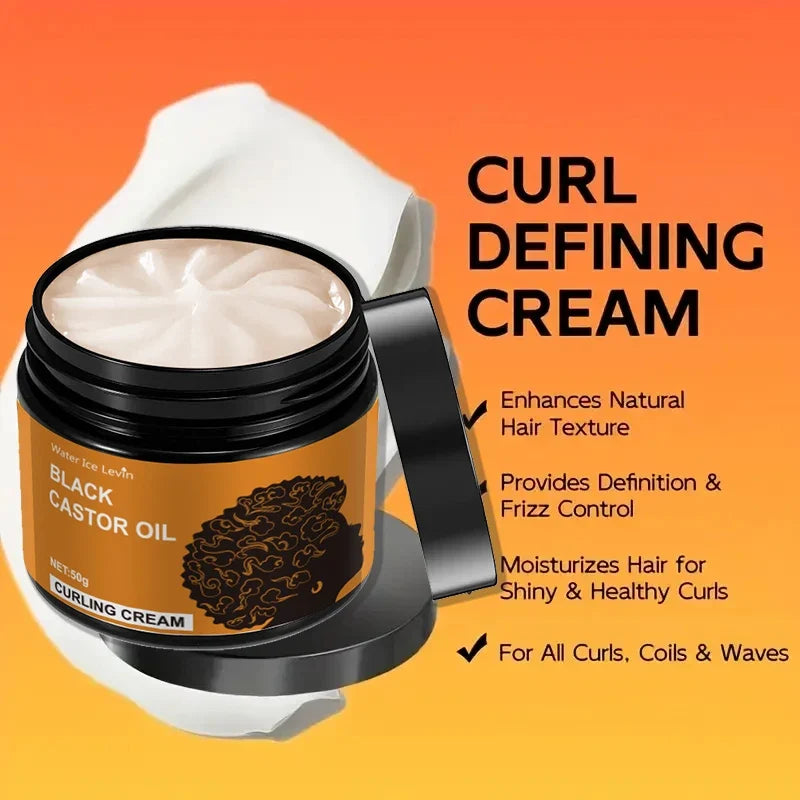 Black Castor Oil Curling Cream – Frizz-Free Long-Lasting Curls Curl Styling Cream Qme