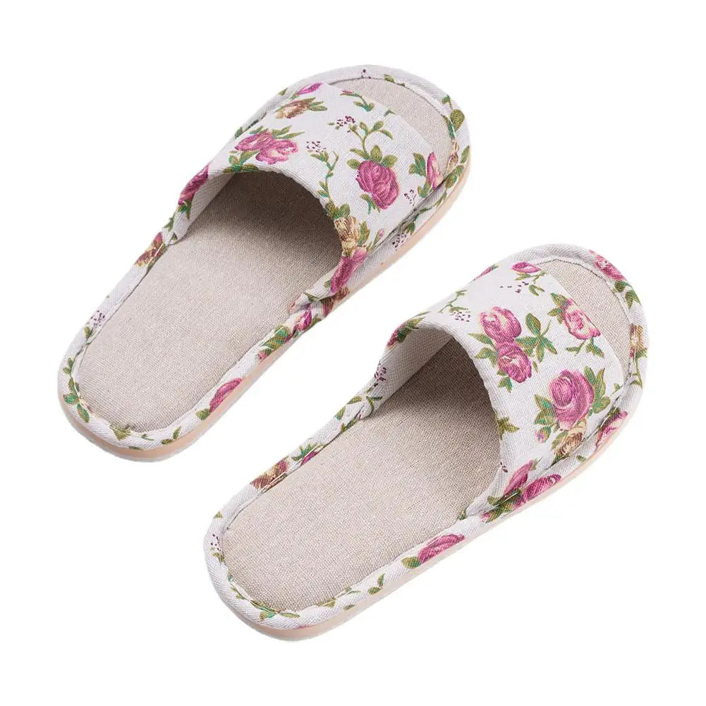 Women's Floral Indoor Slippers – Comfortable Flat House Shoes Indoor Flat Slippers Qme 39-40 rose