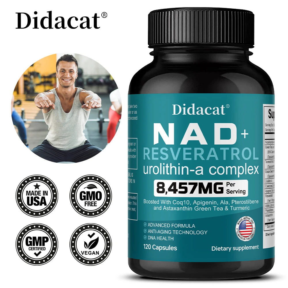 NAD+ & Resveratrol Capsules – Energy & Cellular Skin Support Wellness Supplement Qst