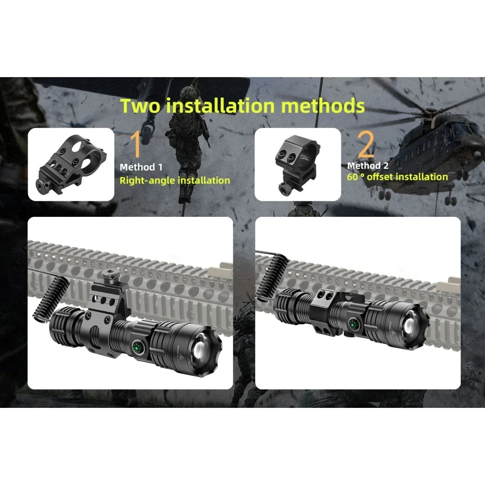 Tactical LED Flashlight 2000LM USB-C Rechargeable Zoomable Tactical Flashlight Qst