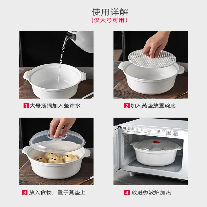 Microwave Soup Pot & Rice Steamer Box with Lid | Qme Microwave Steamer Box Qme