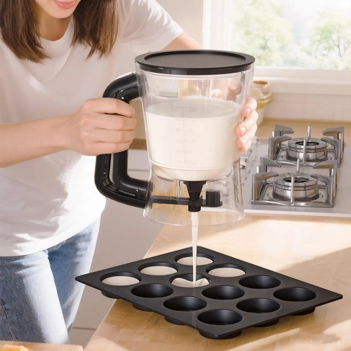 1L Pancake Batter Dispenser Funnel Pourer – Baking Kitchen Tool Batter Dispenser Qme