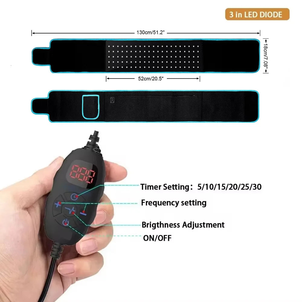 Red & Infrared LED Light Therapy Belt 660nm 850nm Waist Wrap LED Light Therapy Belt Qst