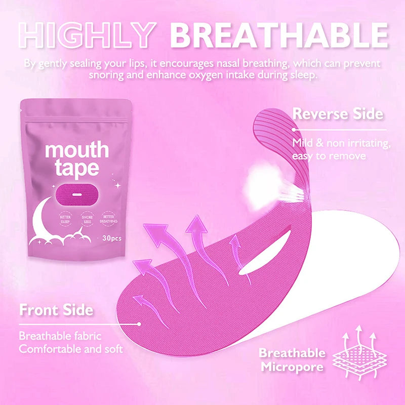 Anti-Snoring Mouth Tape – Nose Breathing Sleep Strips 30Pcs Anti-Snoring Sleep Tape Qst