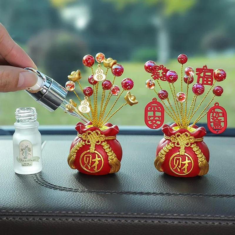 Feng Shui Money Tree Fortune God Miniature Resin Statue Decorative Figurine Qme