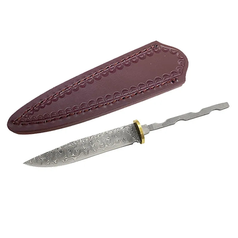 Swayboo Damascus Steel Knife Blank DIY Billet with Copper Sheet Knife Making Blank Qst Style 149 With Case