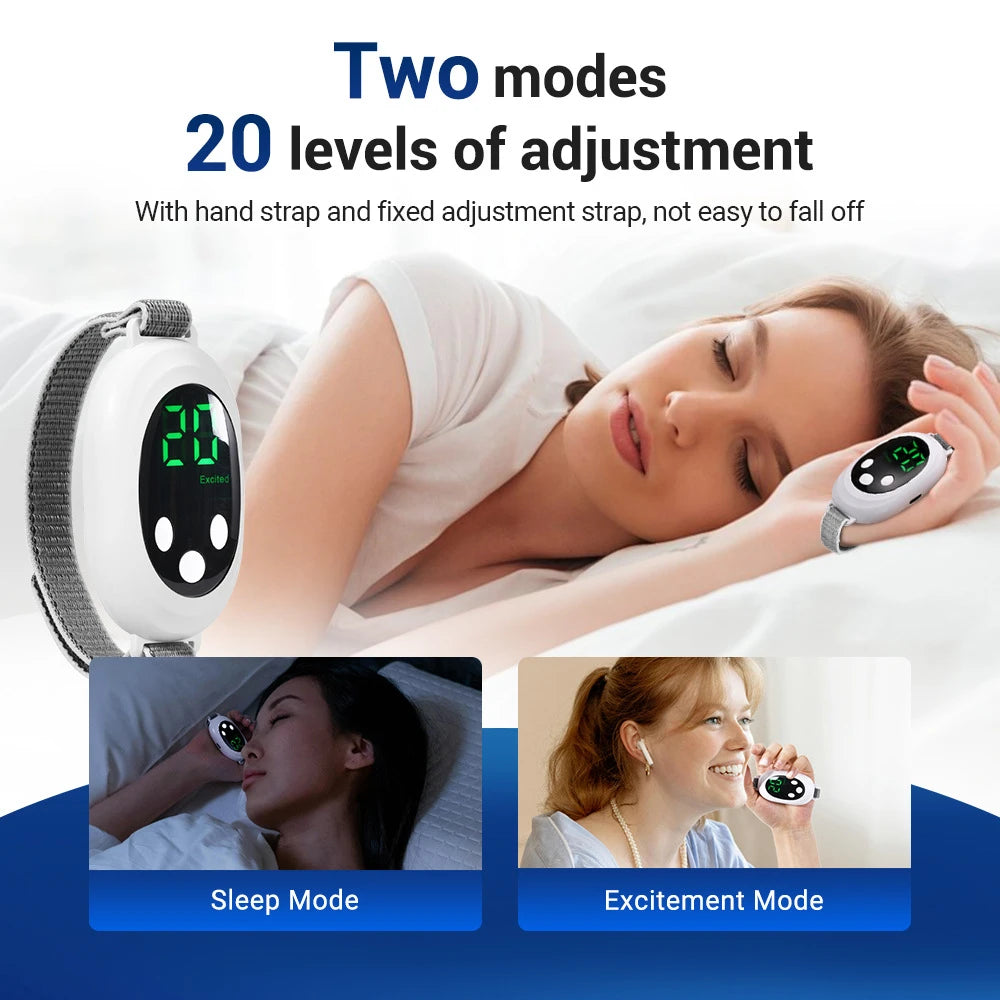 EMS Microcurrent Sleep Wristband – 20 Levels, USB-C Rechargeable Sleep Aid Wristband Qst