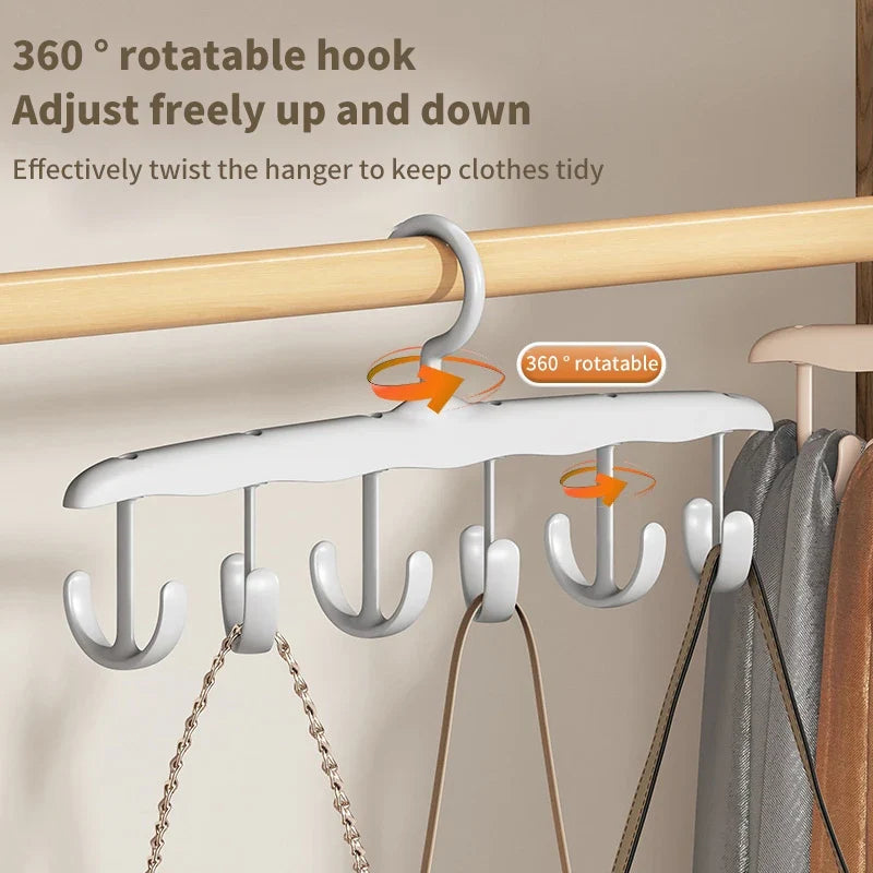 12-Hook Rotating Closet Organizer for Belts, Hats & Bags Closet Organizer Rack Qme