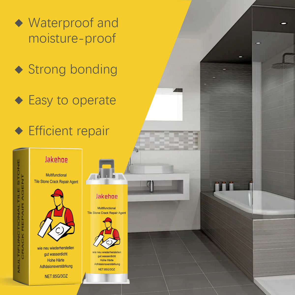 85G Ceramic Tile Repair Glue Kit – Waterproof Strong Bond Tile Repair Adhesive Qst
