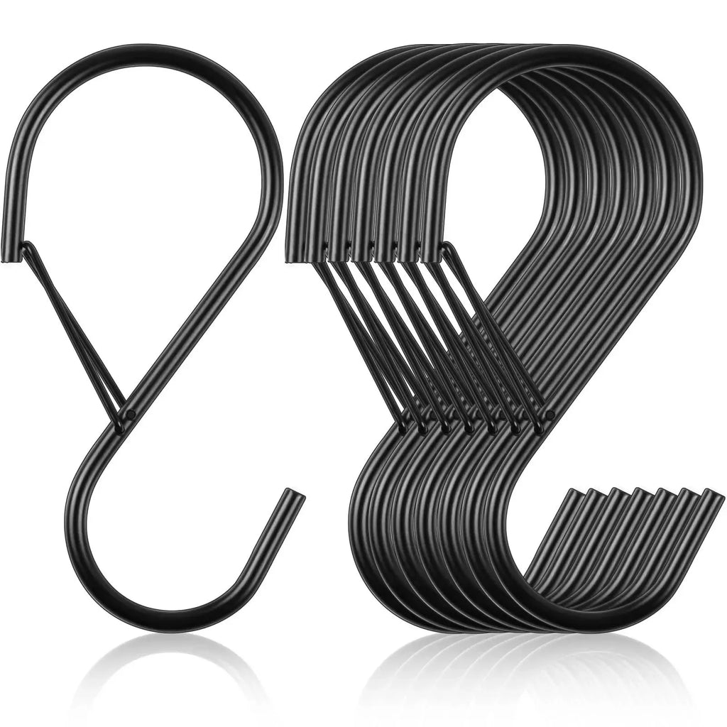 Heavy Duty Large Metal S Hooks with Safety Buckle – 2 or 4 Pack S Hooks Set Qme 8PCS
