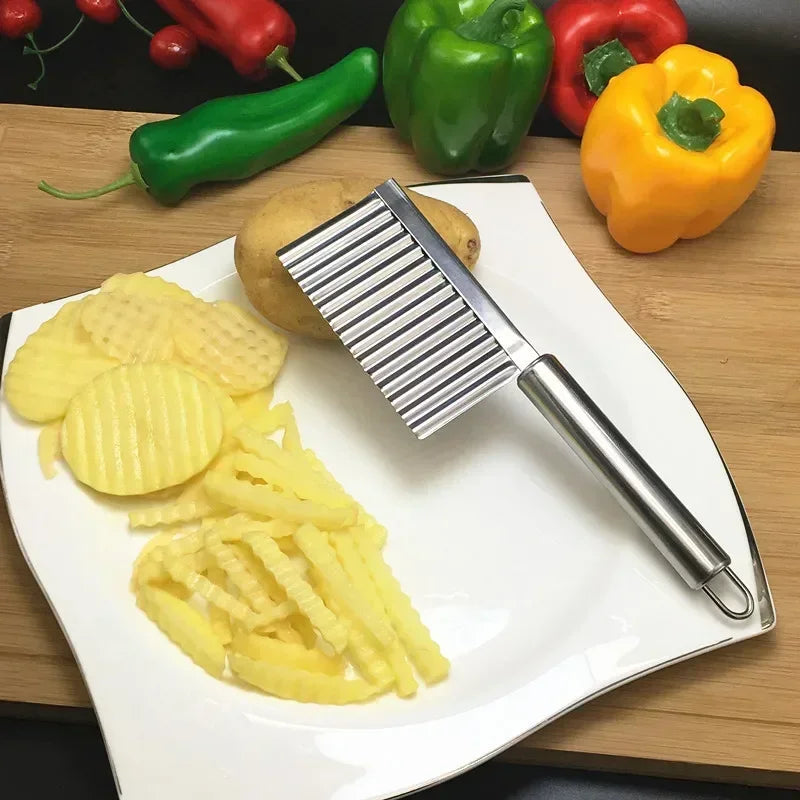 Stainless Steel Wave Potato Slicer & Veggie Cutter Vegetable Slicer Qme