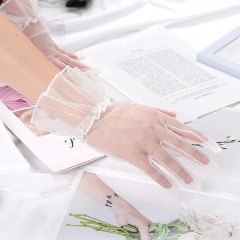 Women's Transparent Lace Mesh Gloves – Sheer Fashion Driving Gloves Lace Fashion Gloves Qme
