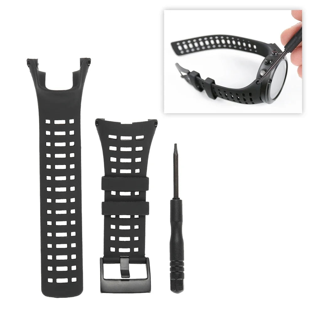 Black Rubber Watch Strap for Suunto Ambit 1 2 3 Watchband Rubber Watch Strap Qme