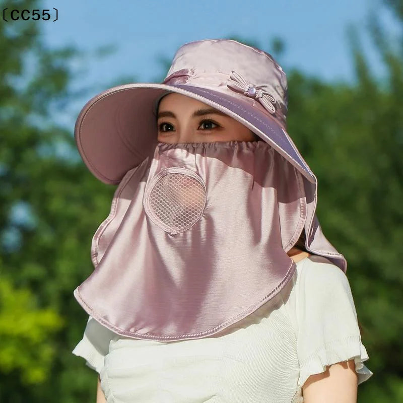 Wide Brim UV Protection Sun Hat – Breathable Neck Flap Women Wide Brim Sun Hat Qst