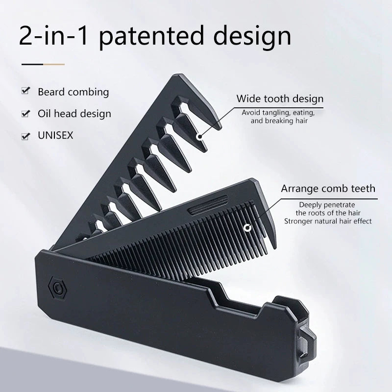 2-in-1 Folding Pocket Comb – Wide & Fine Tooth Hair & Beard Folding Hair Comb Qst