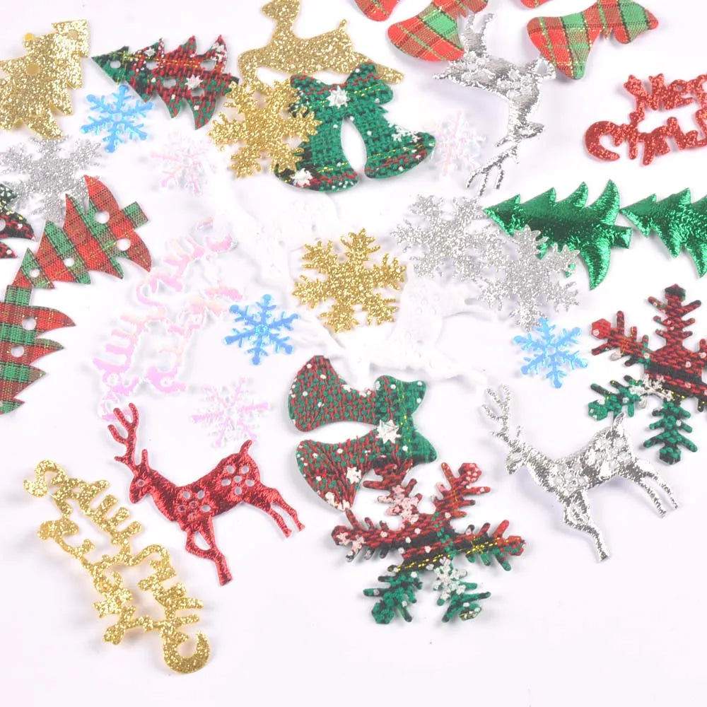 Glitter Christmas Stick-On Patches – Elk, Snowflake & Tree Craft Appliqué Patches Qme
