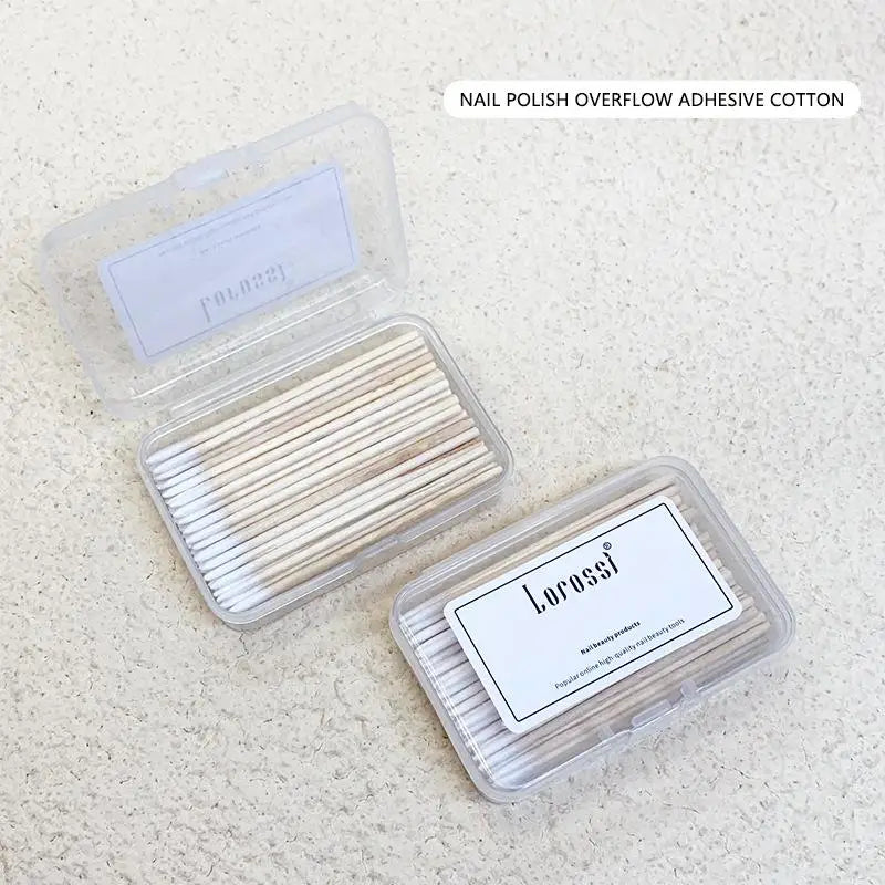 100Pcs Wood Cotton Swabs – Nail Polish Corrector Detail Sticks Nail Corrector Swabs Qst