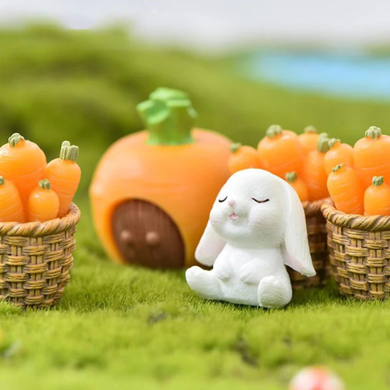 Mini Resin Rabbit Figurine – Easter Bunny Garden Ornament Resin Garden Figurine Qst