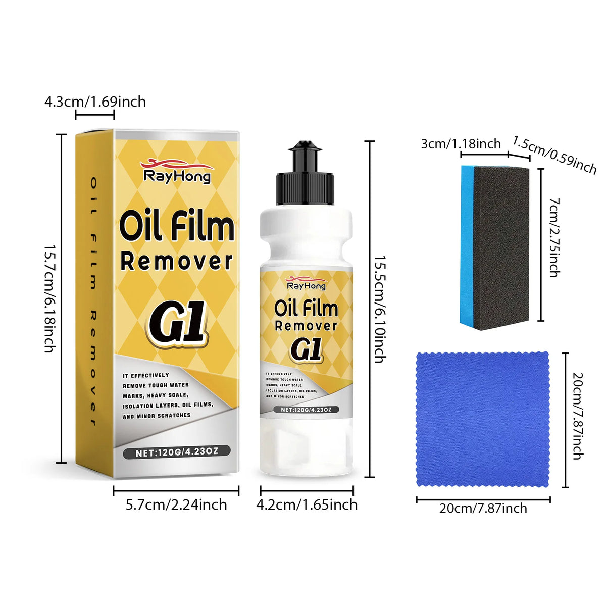 RayHong Car Windshield Oil Film Remover & Rain Coating Kit Auto Glass Cleaner Kit Qst 1 set