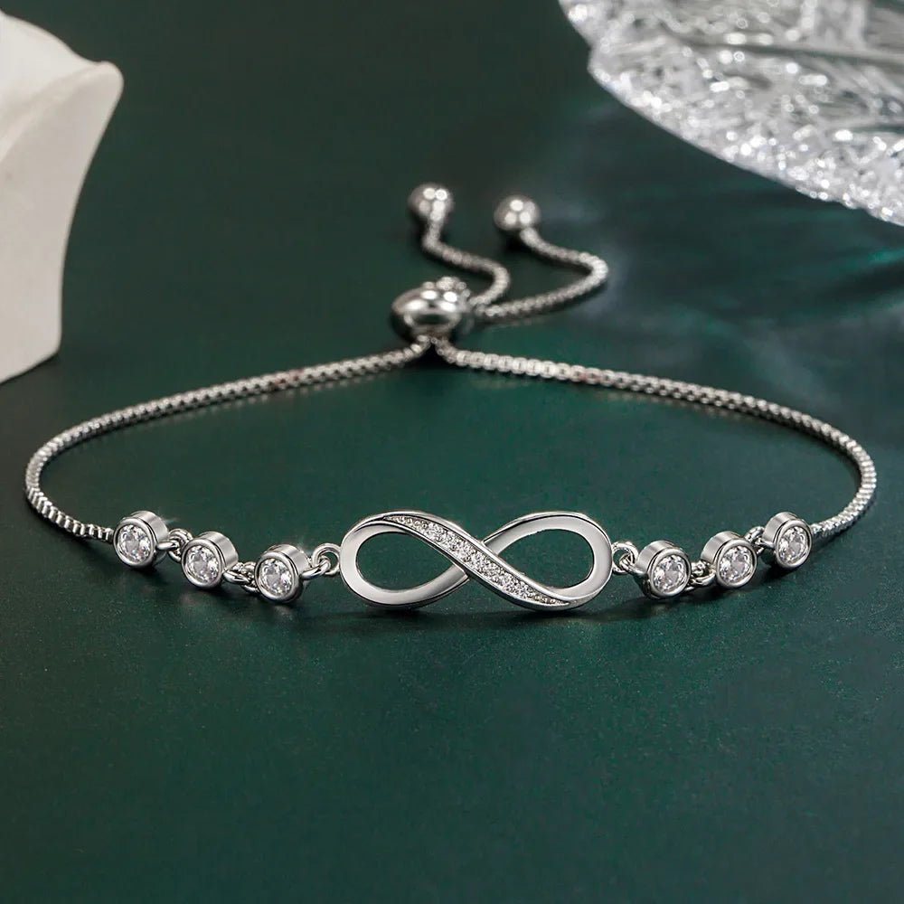 Custom 925 Sterling Silver Crystal Bracelet | Women's Y2K Charm Crystal Charm Bracelet Qme