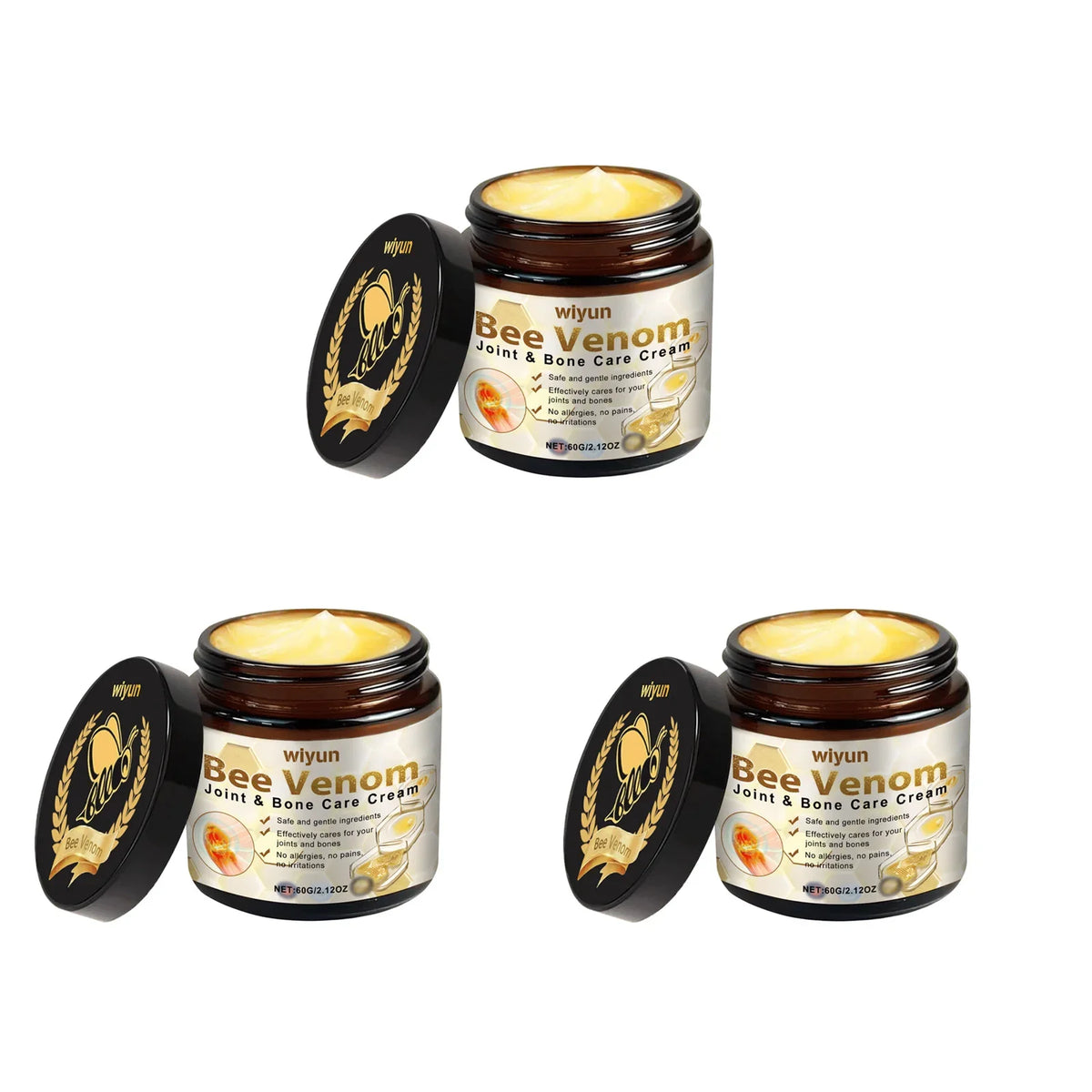 Bee Venom Joint & Bone Care Cream – Moisturizing Body Cream Moisturizing Body Cream Qme 3 x 60g Boxed