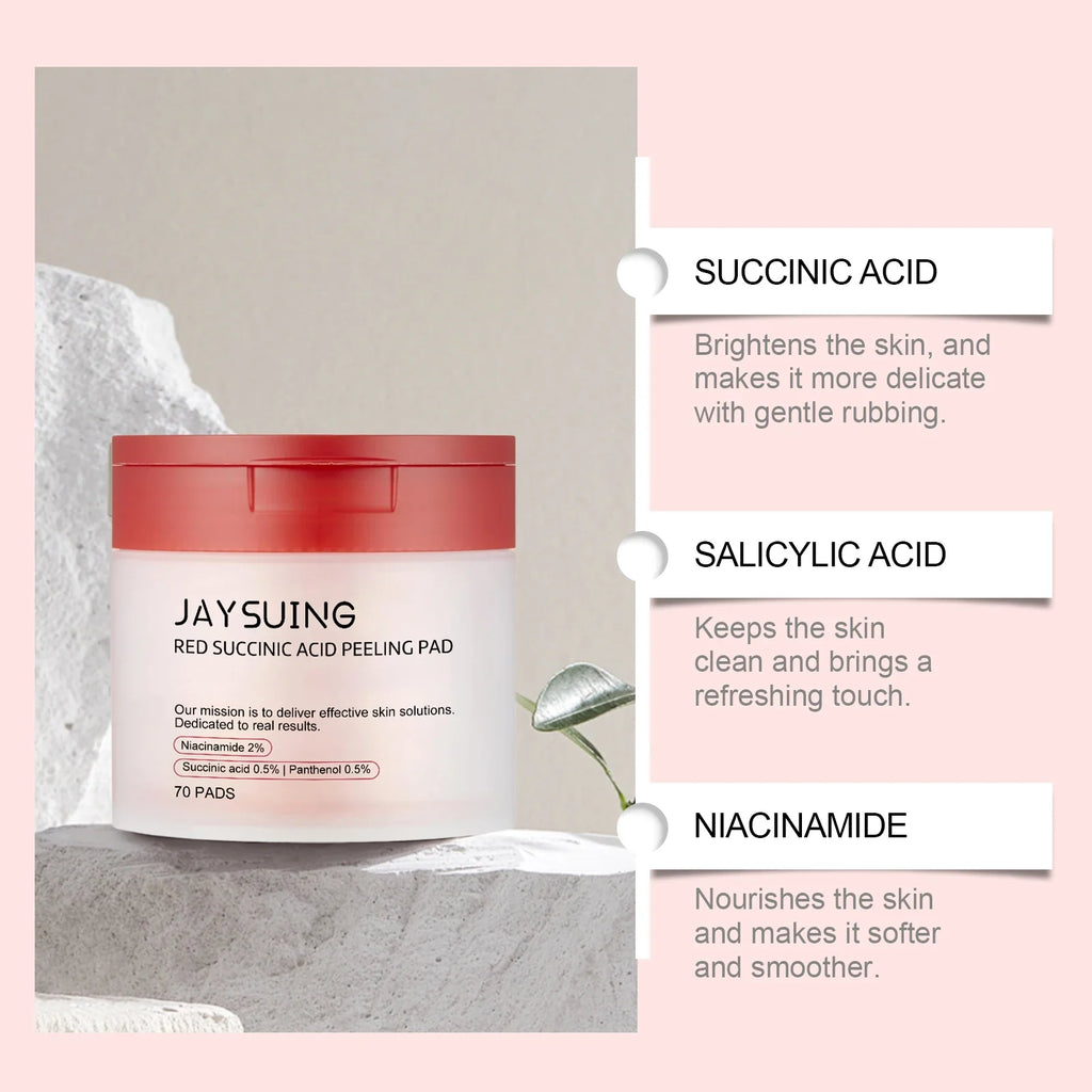 Succinic Acid Peeling Pads – Niacinamide & Panthenol | 70 Pads Exfoliating Peeling Pads Qme