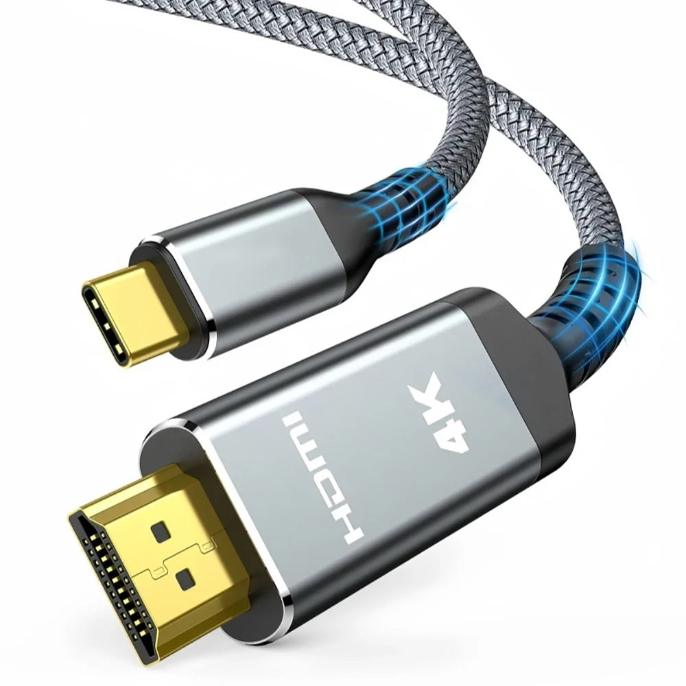 USB-C to HDMI 2.0 Cable 4K 60Hz | Thunderbolt 3 & 4 USB-C HDMI Cable Qme GREY 1m