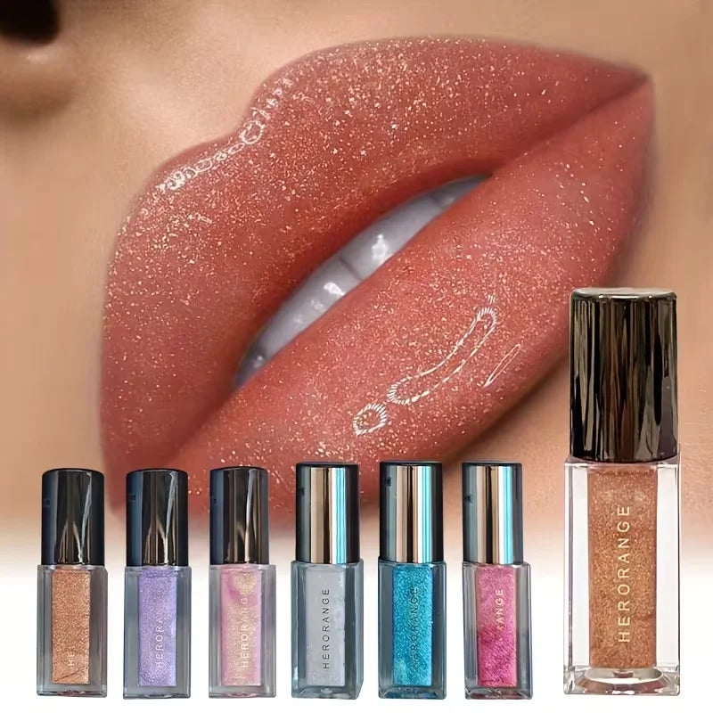 Shiny Glitter Lip Gloss | Mirror Finish Long-Lasting Glaze Glitter Lip Gloss Qme