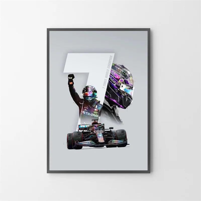 Watercolor F1 Racing Driver Helmet Canvas Print Wall Art