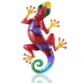 Metal Gecko Garden Wall Sculpture | Outdoor Yard Statue Decor Garden Wall Sculpture Qme red