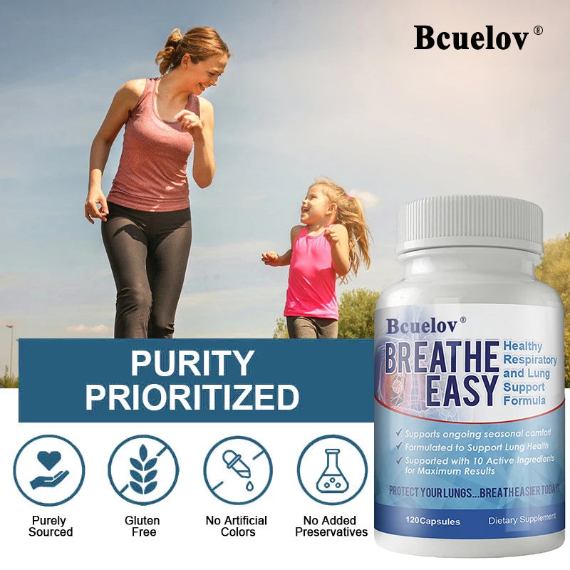 Bcuelov Lung & Bronchial Support Capsules – Vitamin C & K-2 Respiratory Supplement Qst