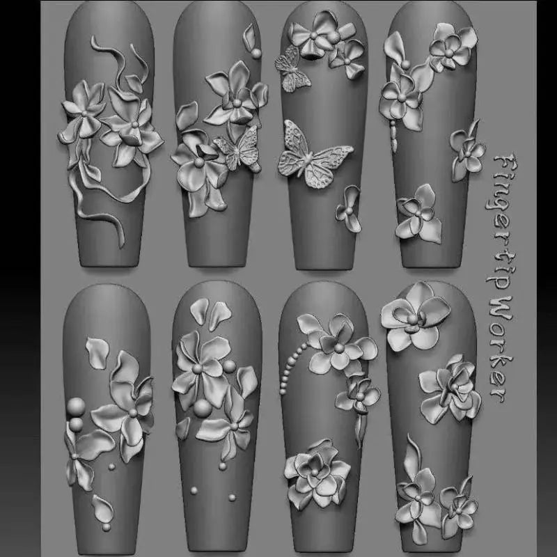 3D Silicone Nail Art Mold – Flower Bow Butterfly Templates Nail Art Mold Qst