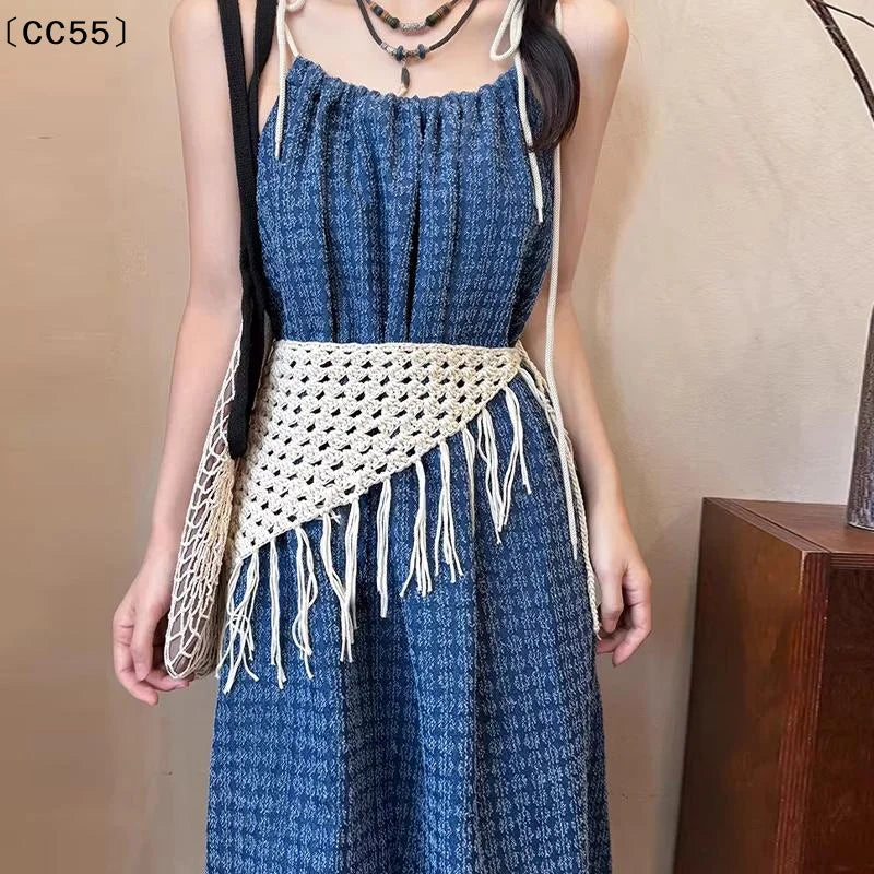 Women's Y2K Tassel Triangle Scarf – Hip & Waist Wrap Tassel Wrap Scarf Qst