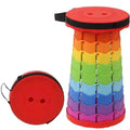Portable Folding Stool – Lightweight Expandable Plastic Seat Folding Camping Stool Qme RBG-RED