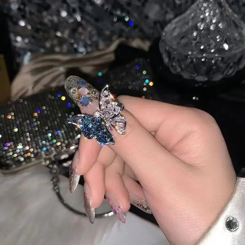 3D Butterfly Open Ring – Luxury Cubic Zirconia Crystal Statement Ring Qme